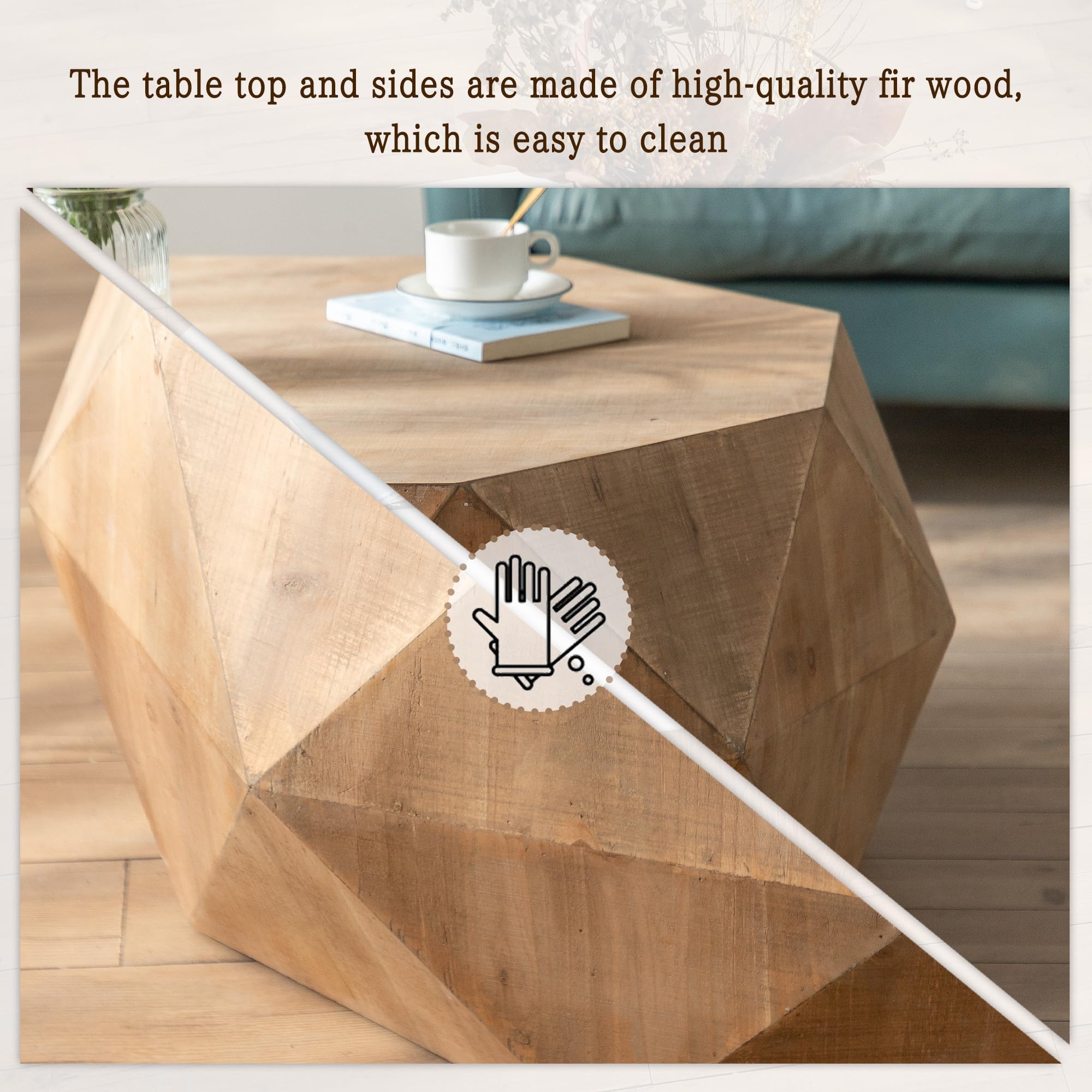 38" Modern Farmhouse Drum Coffee Table