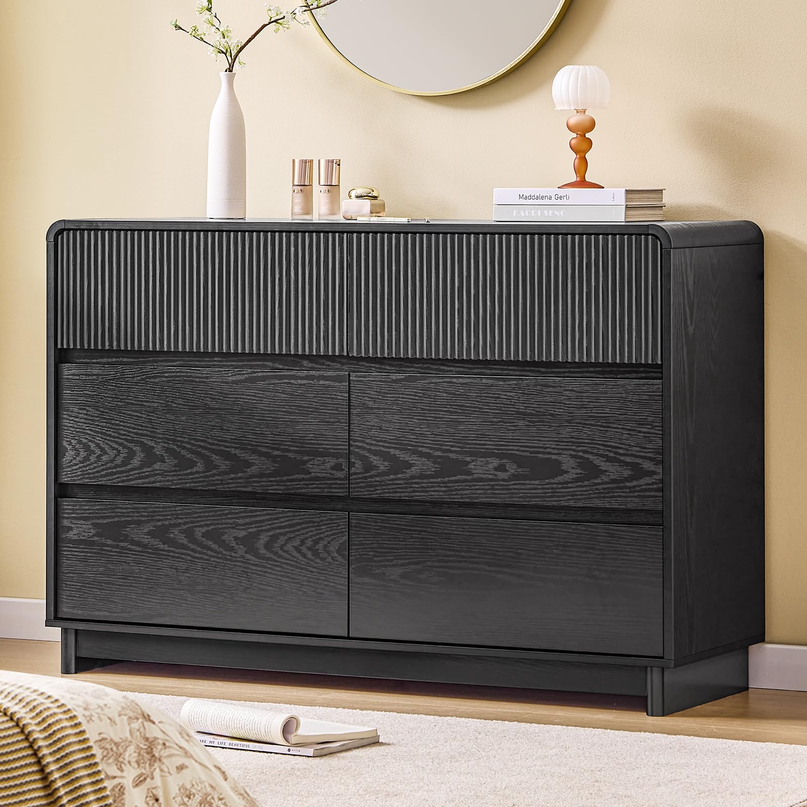 Modern 6 Drawer Dresser with Curved Profile