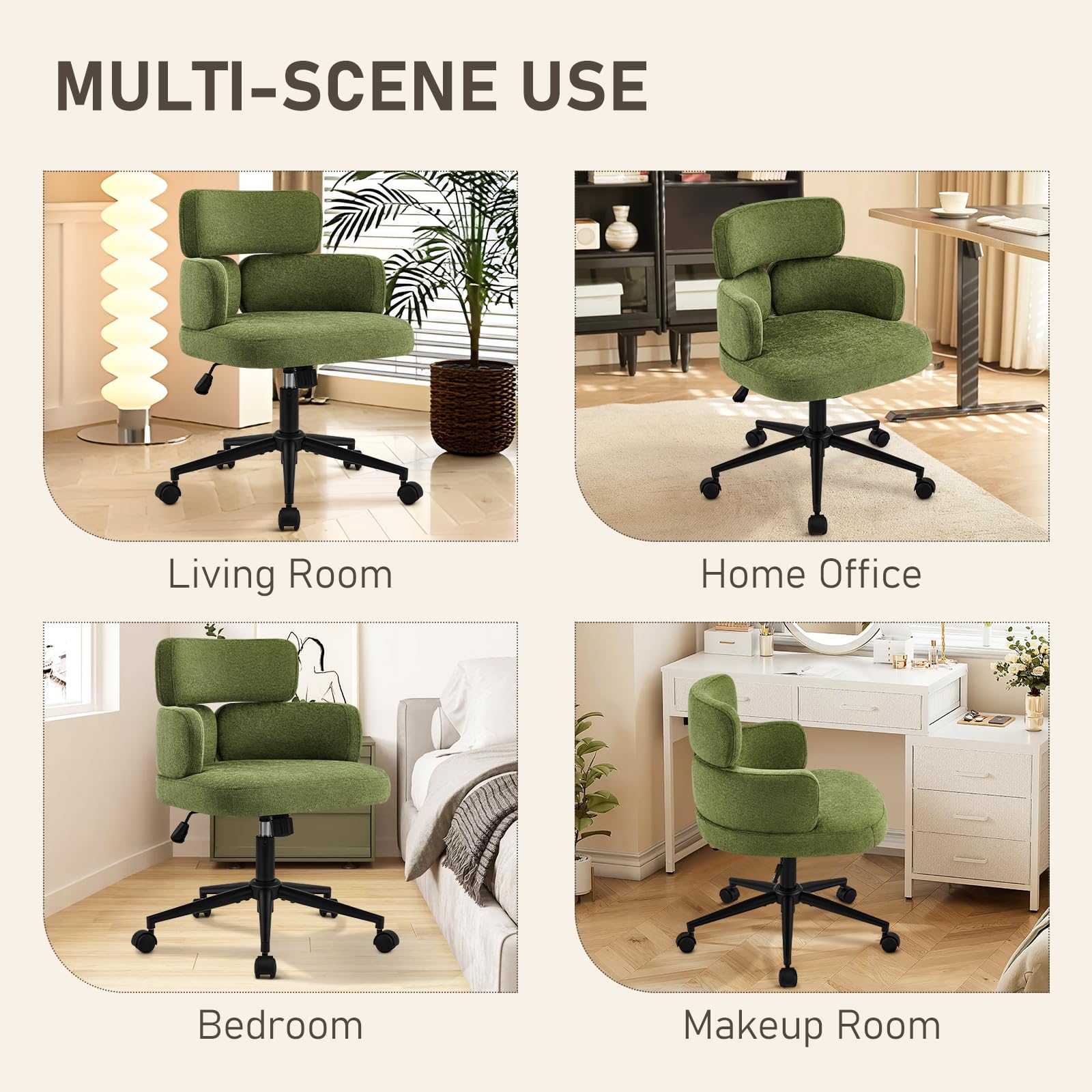 Modern Upholstered Office Chair with Wheels