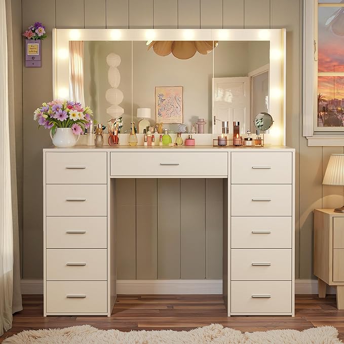 50" Vanity Desk with Mirror and Lights