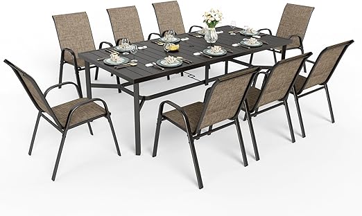 5 Piece Outdoor Dining Set with Stackable Chairs