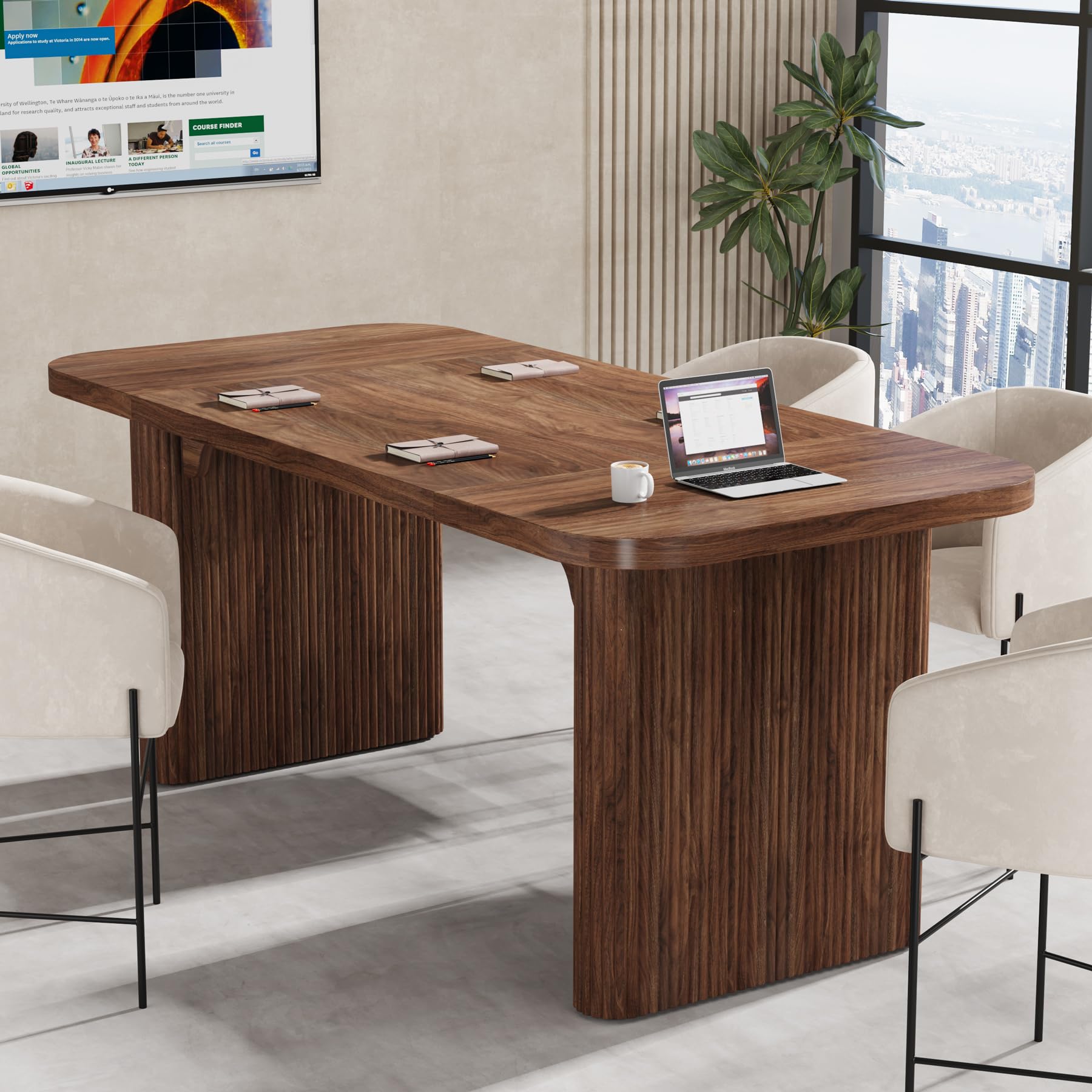 62-Inch Conference Table with Double Pedestal