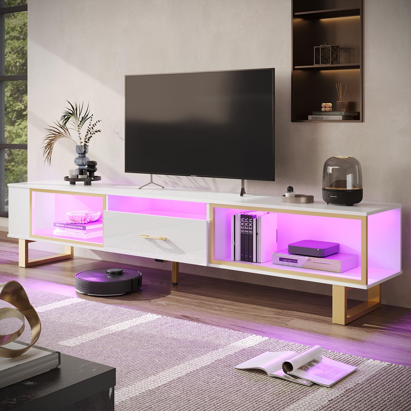 80 Inch LED TV Stand with Remote Control Lights