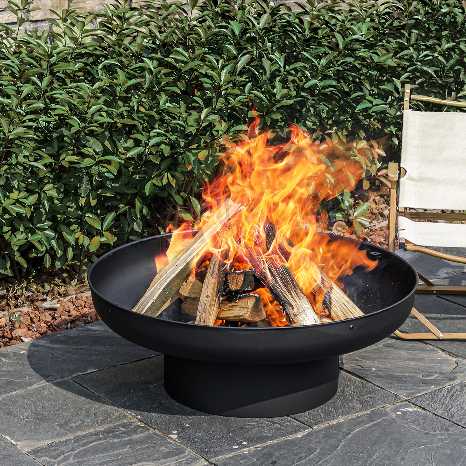 32 Inch Fire Pit Table with Lid and Cover