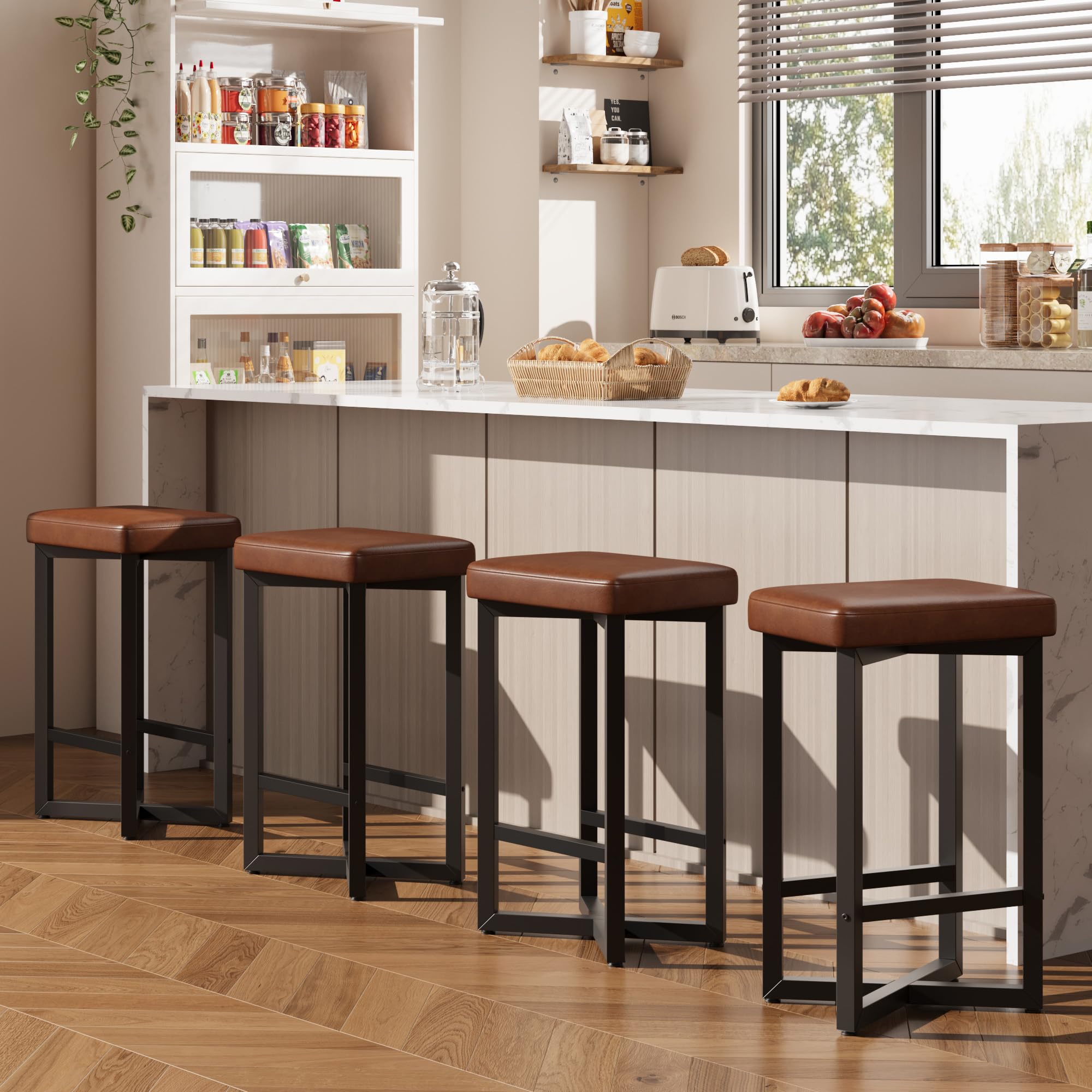 Bar Stools Set of 4 - 24.6" Counter Height Backless