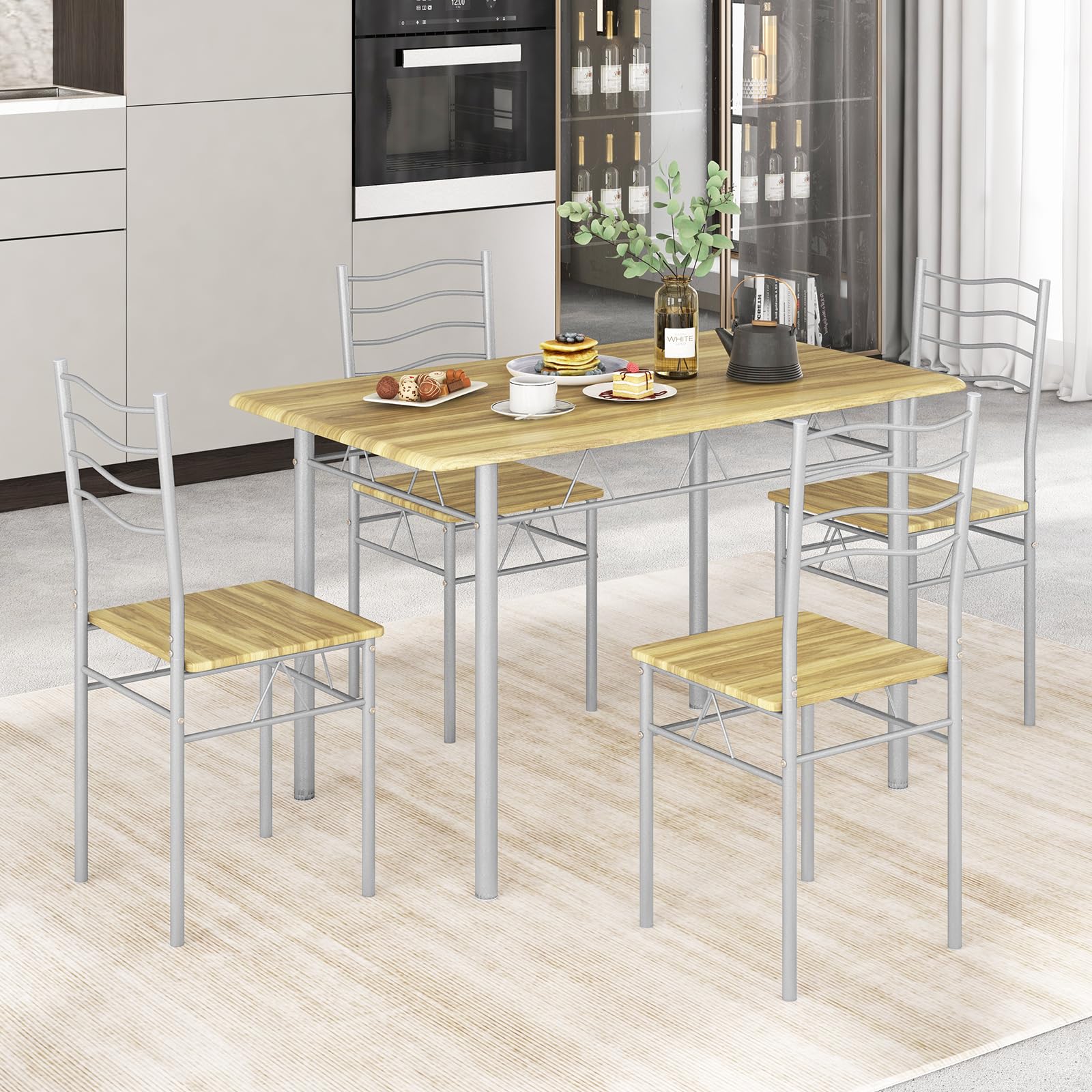 5-Piece Dining Table Set with Stools