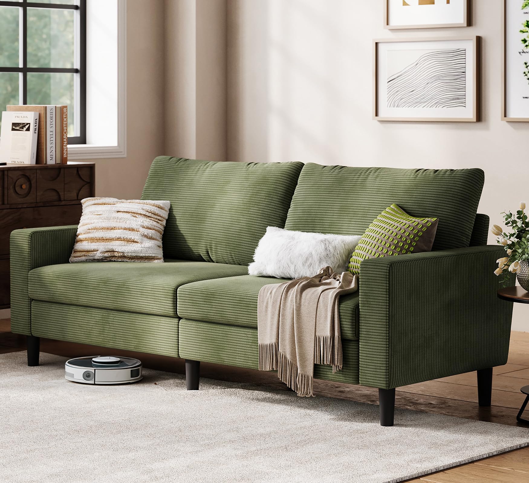 79-Inch Corduroy Loveseat Sofa with Adjustable Seat Depth