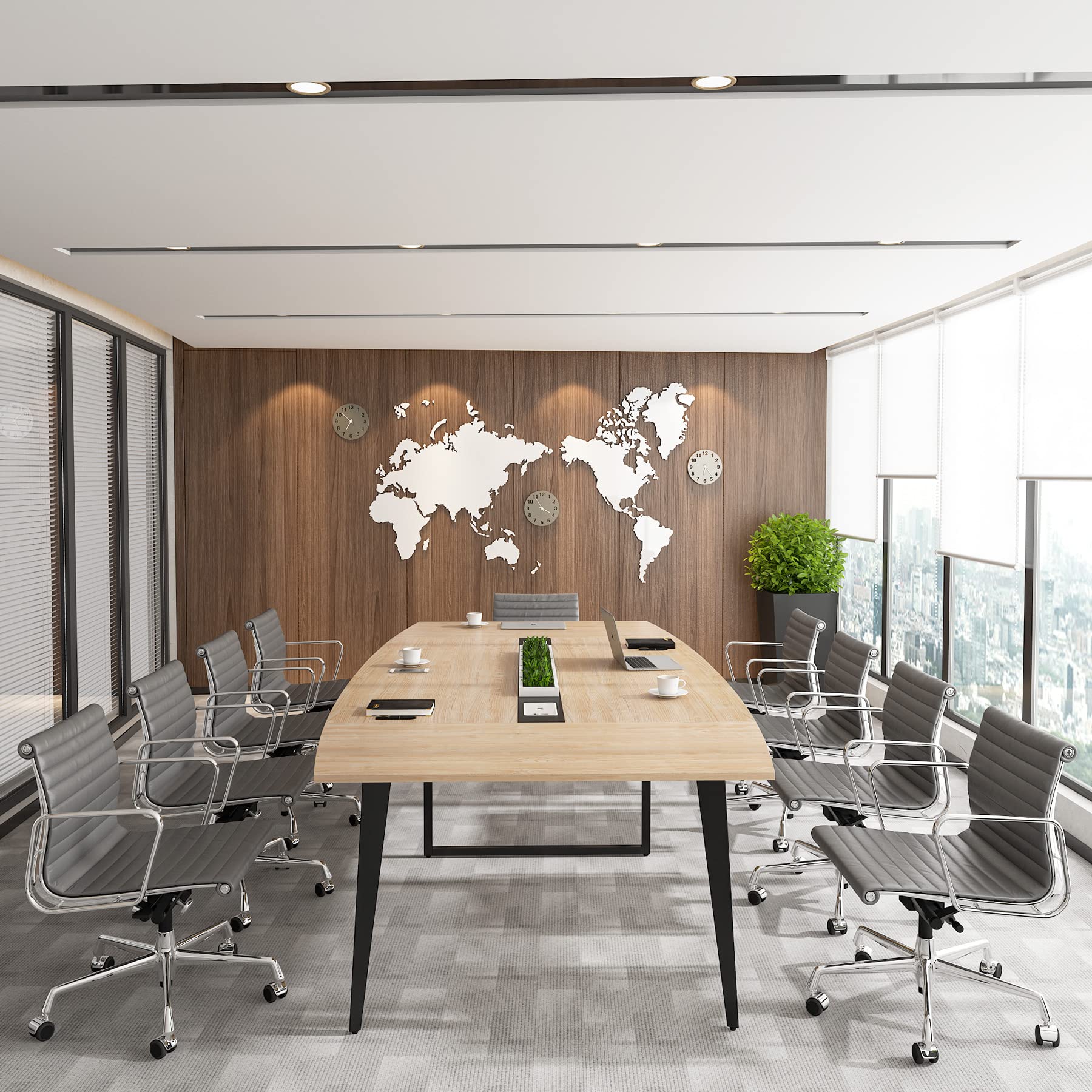 8FT Boat Shaped Conference Table with Cable Grommets