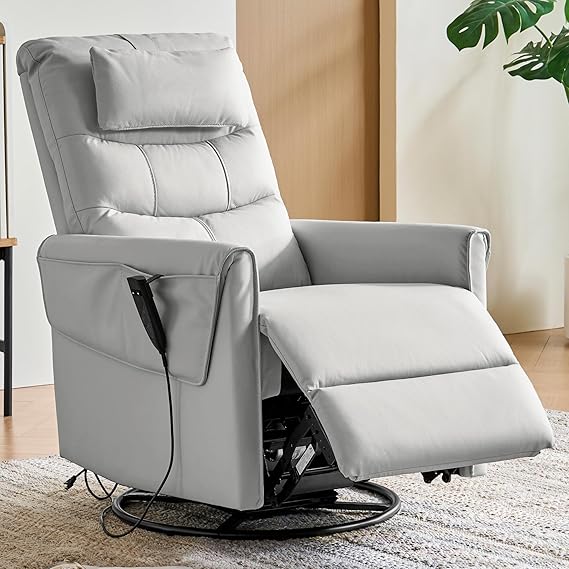 Genuine Leather Power Rocker Recliner Chair
