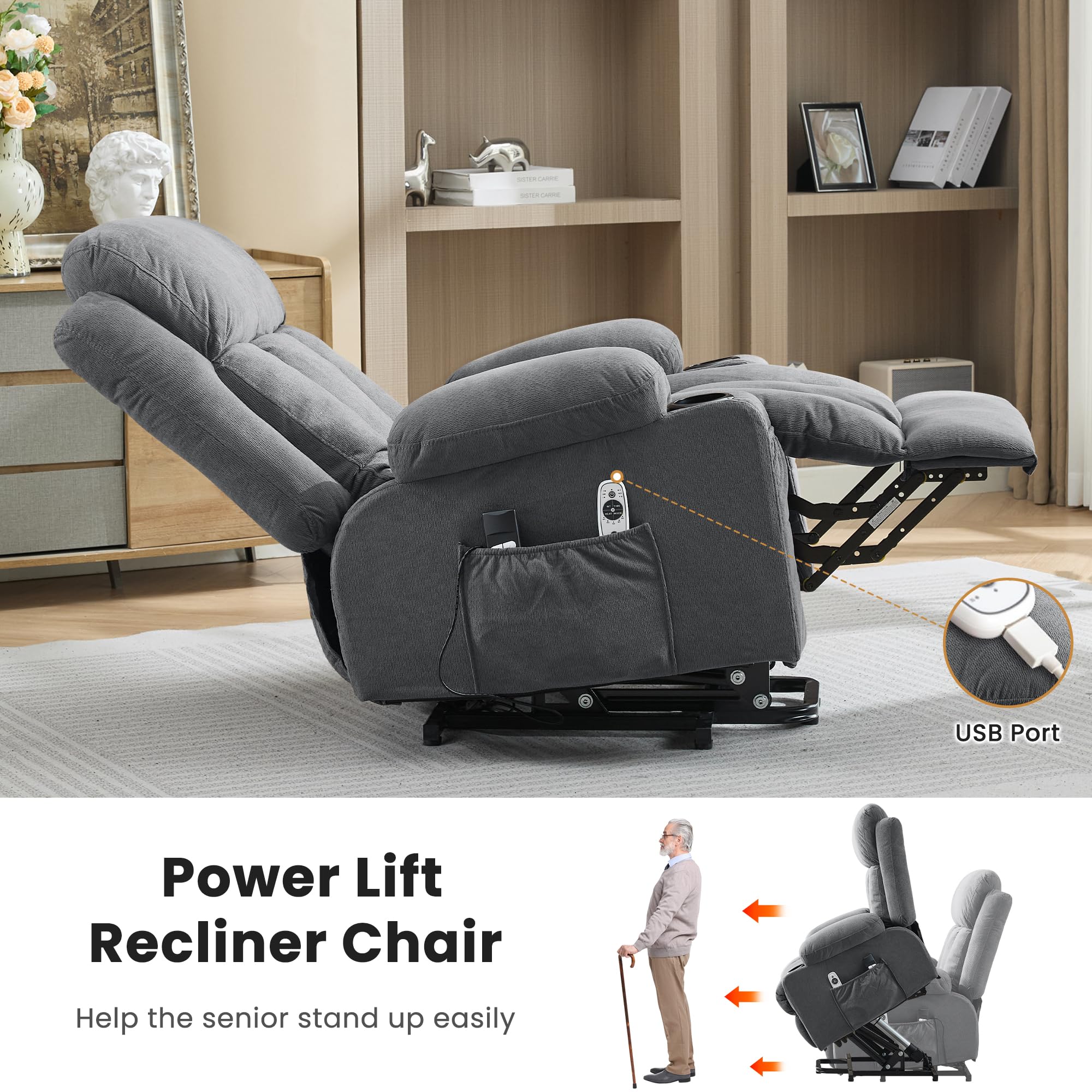 Power Lift Recliner Chair with Heat and Massage
