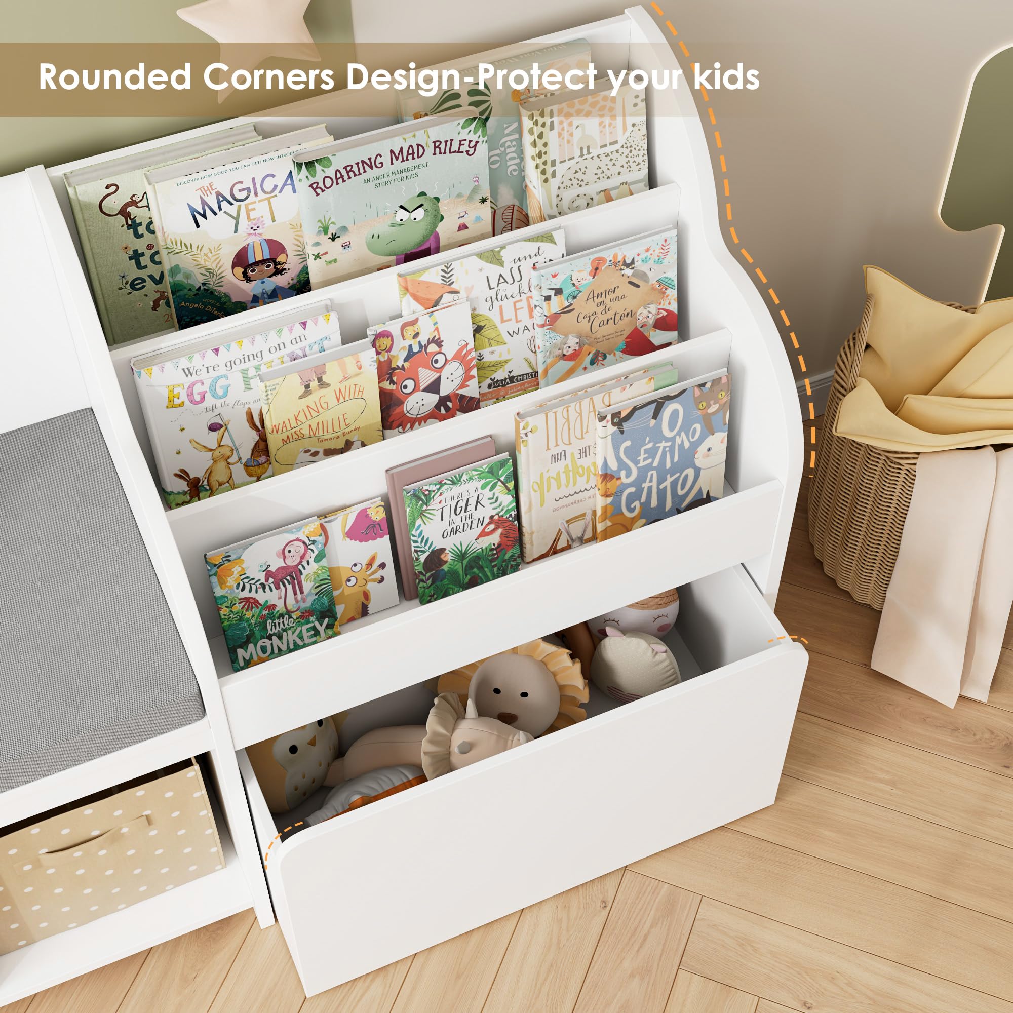 Kids Reading Nook with Storage Bench and Bookshelf