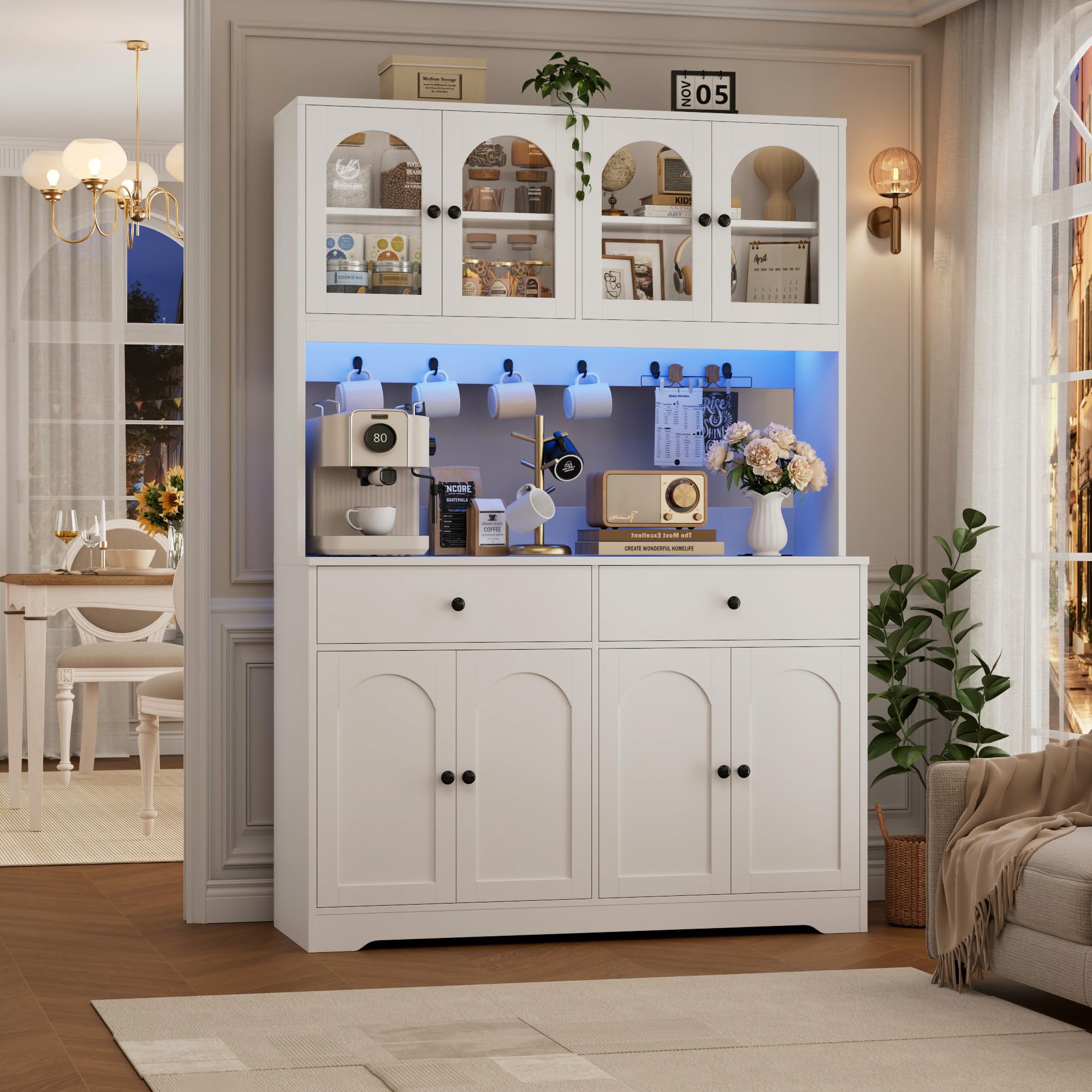 LED Kitchen Pantry Cabinet with Power Outlet