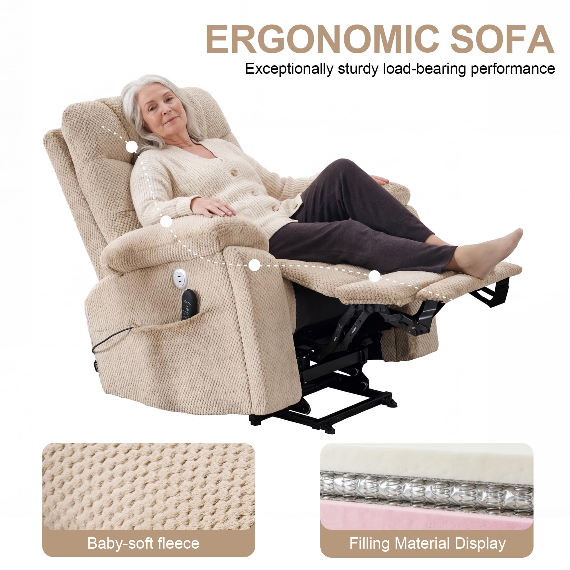 Oversized Dual Motor Power Lift Recliner