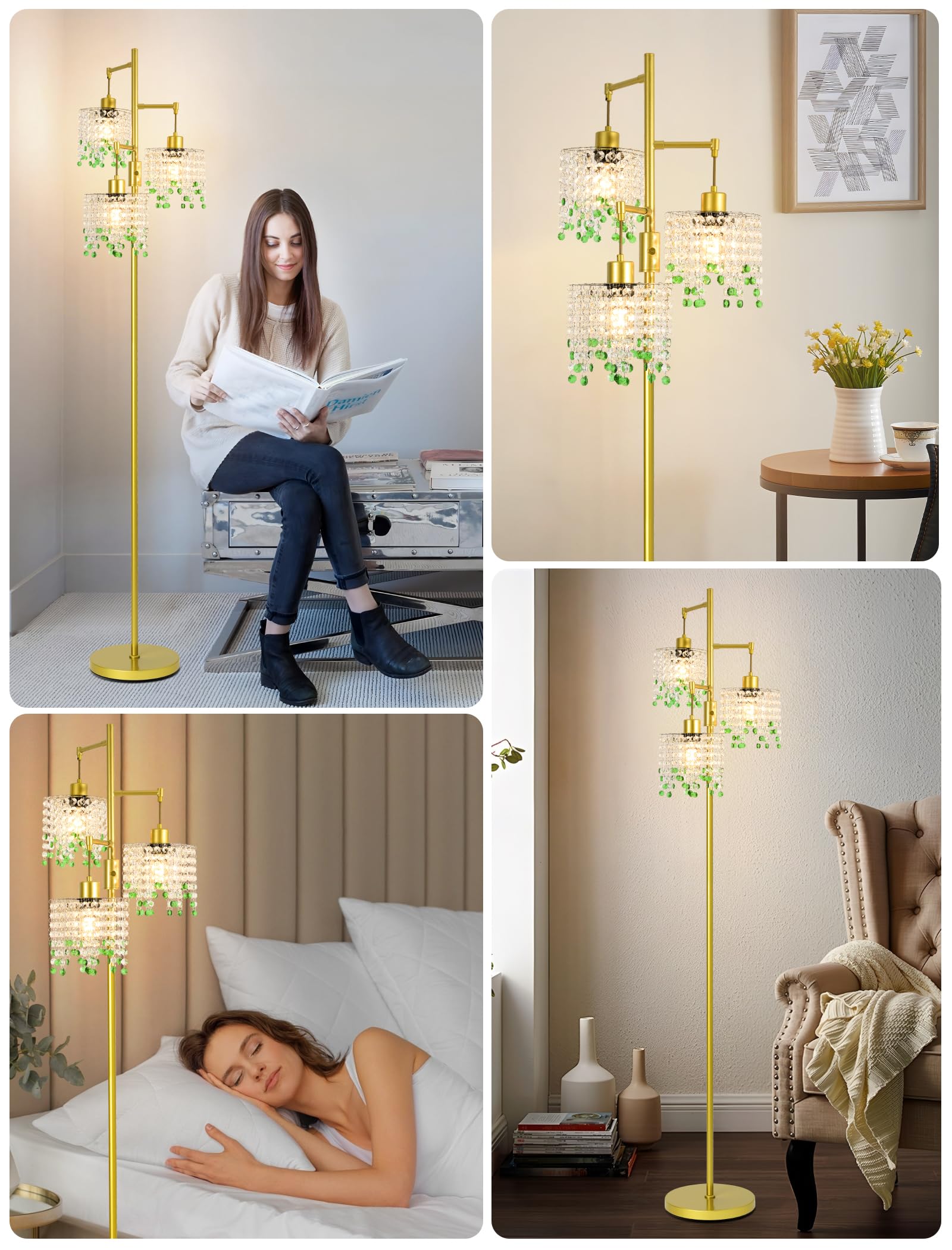 Crystal Floor Lamp with 3 Lights