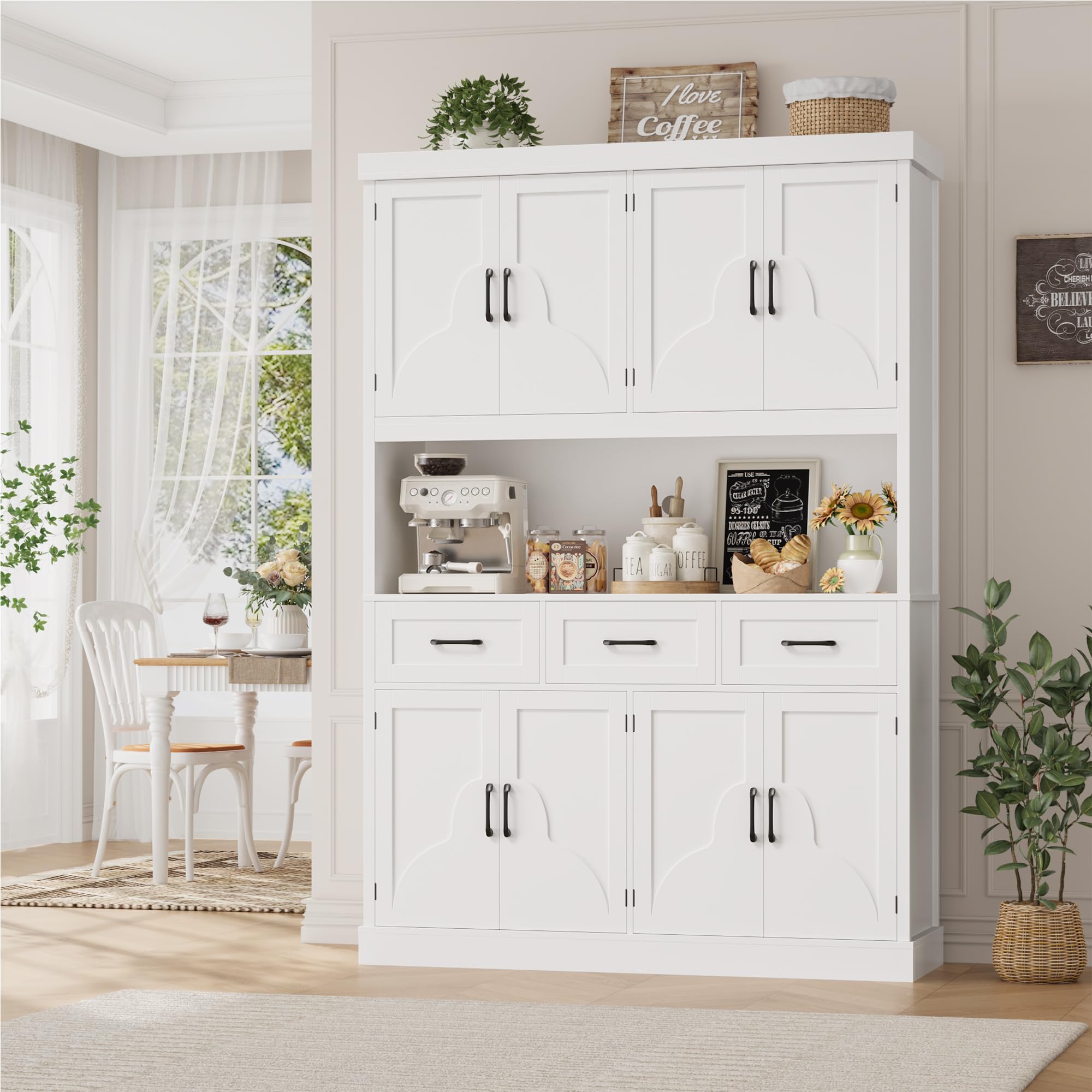 76" Tall Kitchen Pantry Storage Cabinet with Drawers