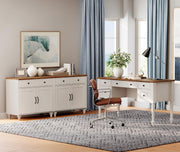 56" Executive Desk with Charging Station and File Cabinet Set