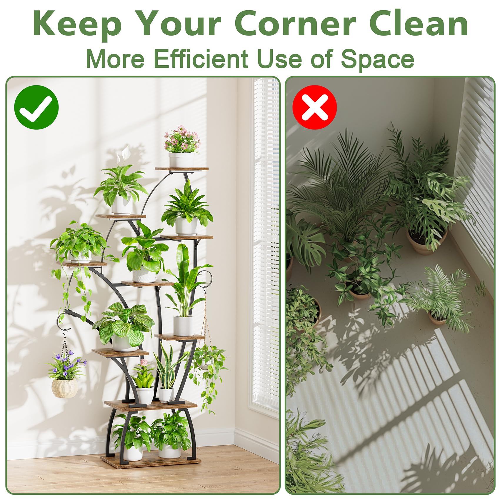 65" 8-Tier Plant Stand with Grow Lights