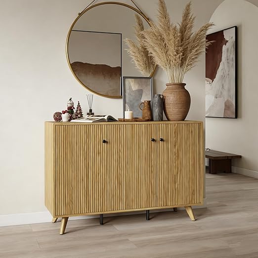 Fluted Buffet Sideboard Cabinet with Storage