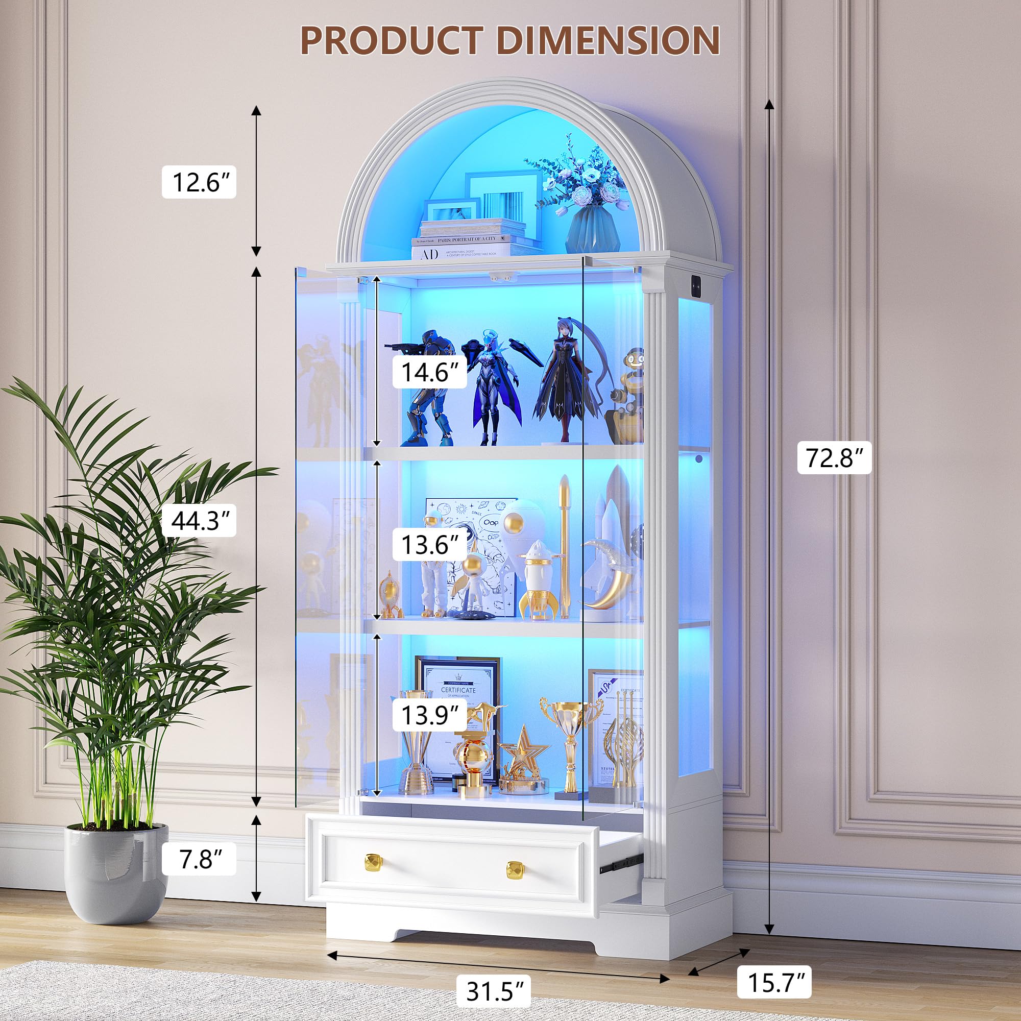 Lighted Glass Display Cabinet with Motion Sensor LED