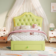 Twin Bed Frame with LED Lights and Storage Drawer