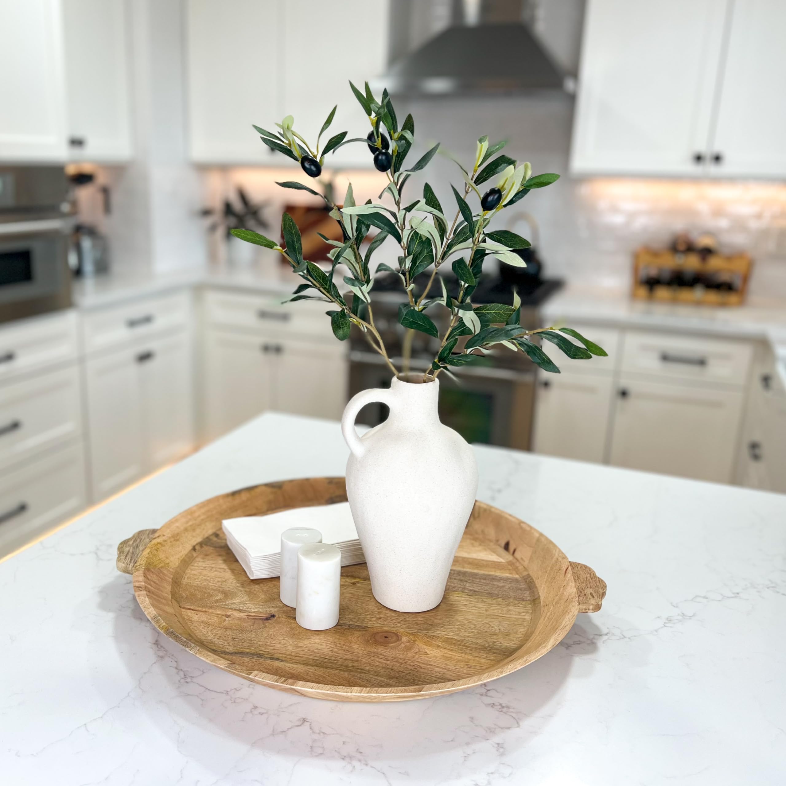 Textured Ceramic Vase with Olive Branches Gift Set