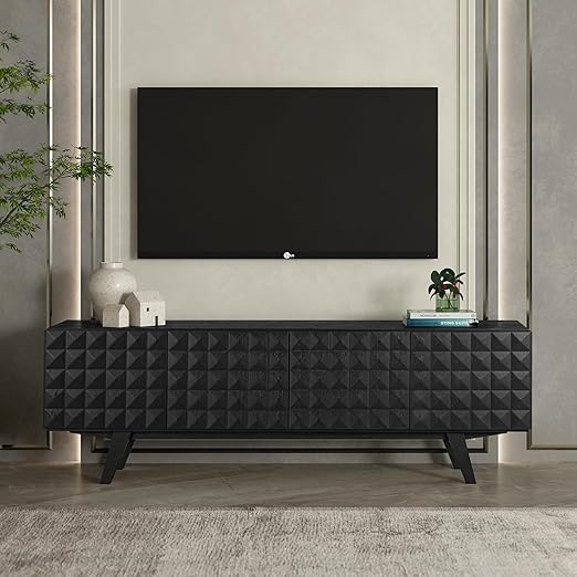 Sapa Mid-Century Modern Solid Wood TV Stand 4-Door Media Console