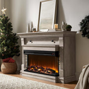 52" Electric Fireplace TV Stand with 3-Sided Glass Insert and Hidden Storage