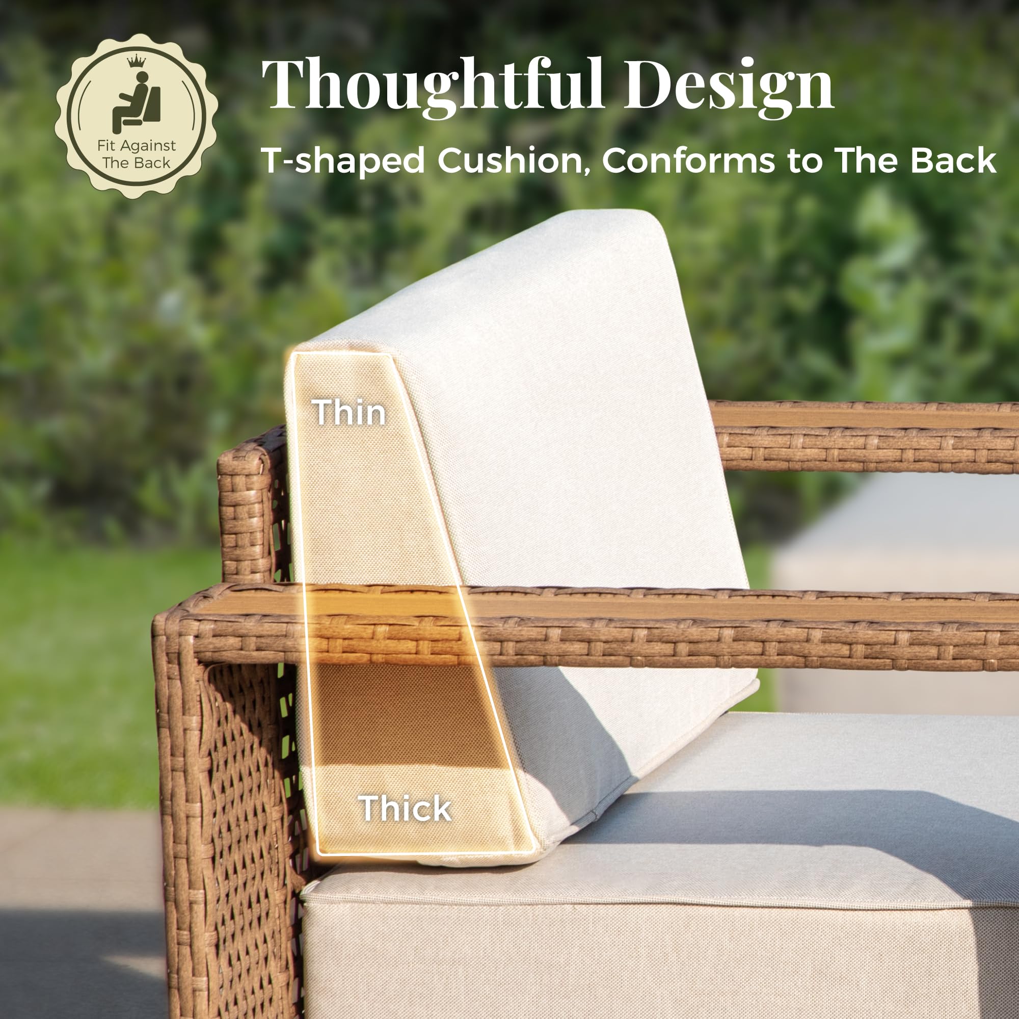 MIXPATIO Outdoor Patio Furniture Set, 6 Piece Outdoor Rattan Wicker Sofa Couch Set, Sectional Outdoor Conversation Sets with 10" Extra Thick Cushions for Deck Backyard Lawn