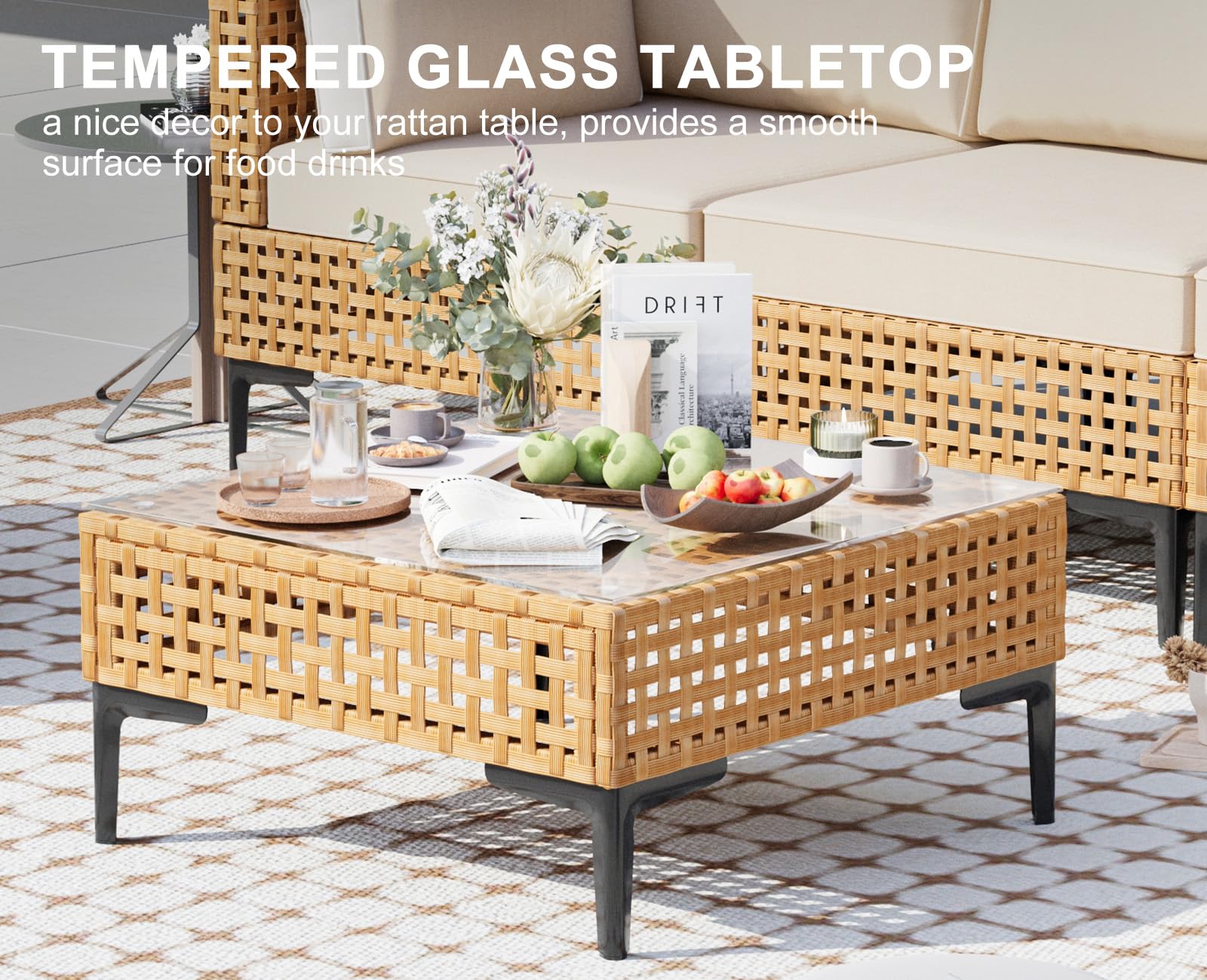 7-Piece Outdoor Sectional Patio Furniture Set with Cushions