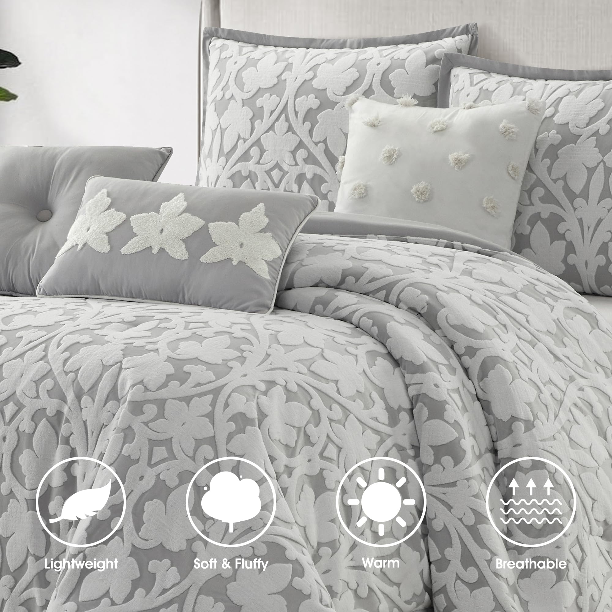 7 Piece Jacquard Comforter Set Queen