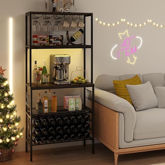 Wine Rack with RGB Light & Power Outlet