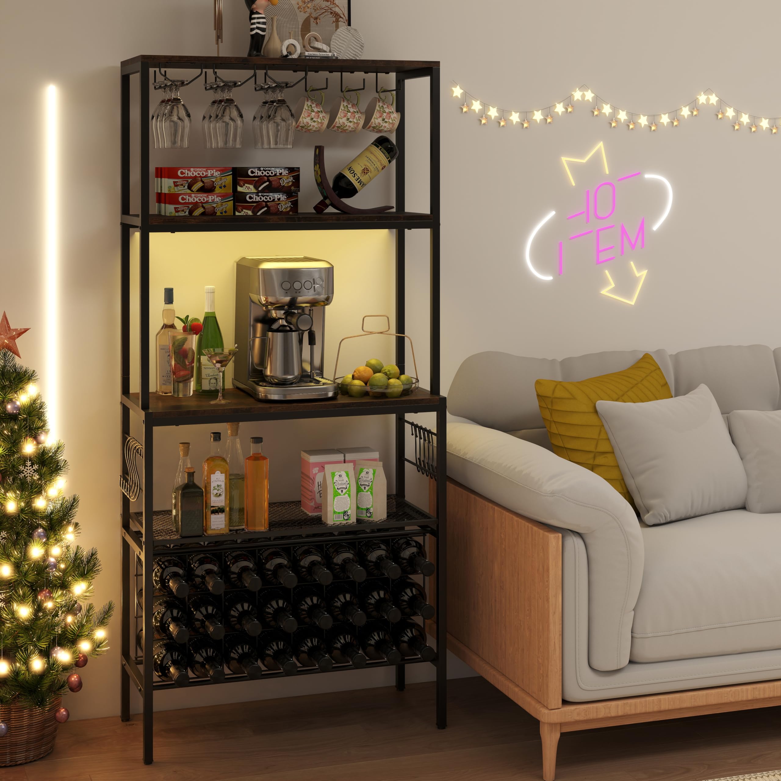 Wine Rack with RGB Light & Power Outlet