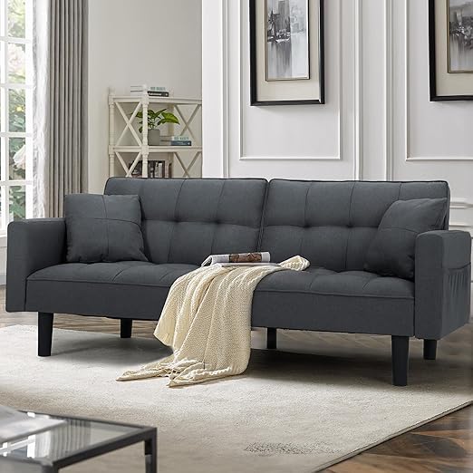 Convertible Futon Sofa Bed with Adjustable Back