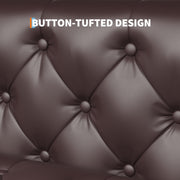 GarveeHome 81 in Leather Couch for Living Room, Modern Sofa Couch with Deep Seat and 2 Pillows, Handmade Button Tufted 3 Seater Sofa, Leather Sofa for Apartment, Office, Dark Brown