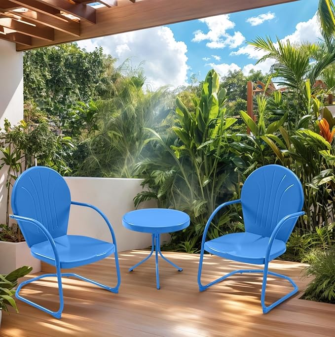 Retro Metal Patio Bistro Set - 3 Piece Outdoor Seating