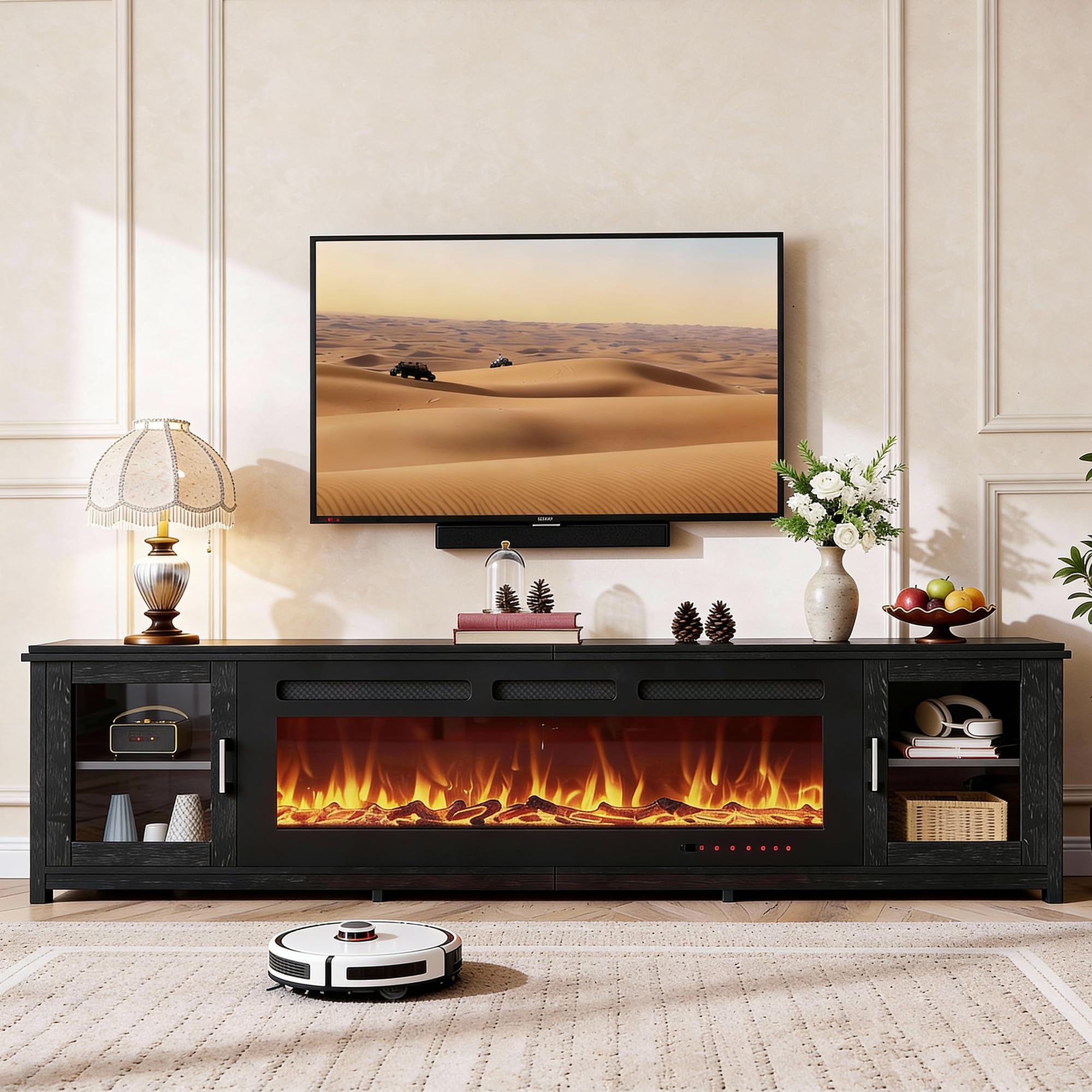 90" Electric Fireplace TV Stand with WiFi Control