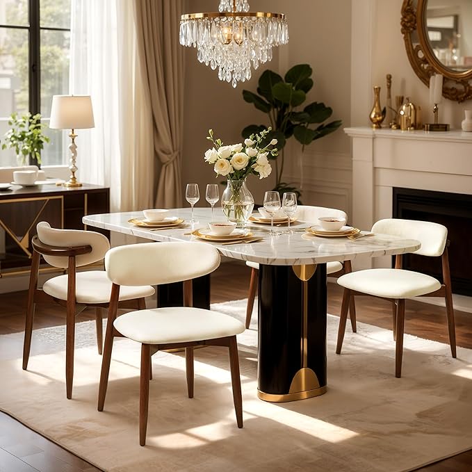 Upholstered Dining Chairs Set of 4 - Mid Century Modern Kitchen Chairs