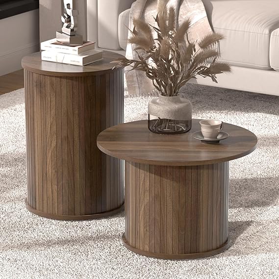 Round Nesting Coffee Tables Set of 2