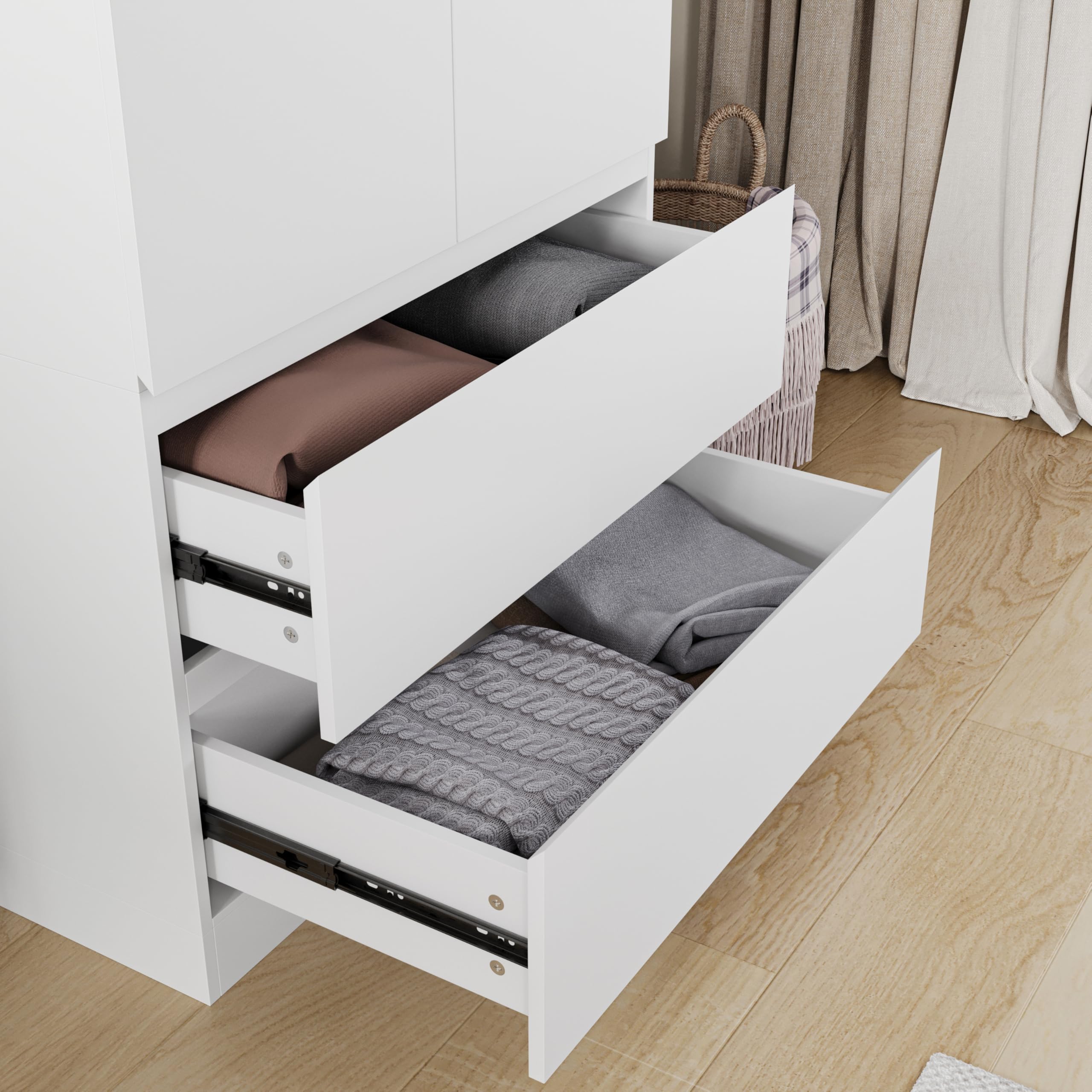 Armoire Wardrobe Closet with 2 Doors and 2 Drawers