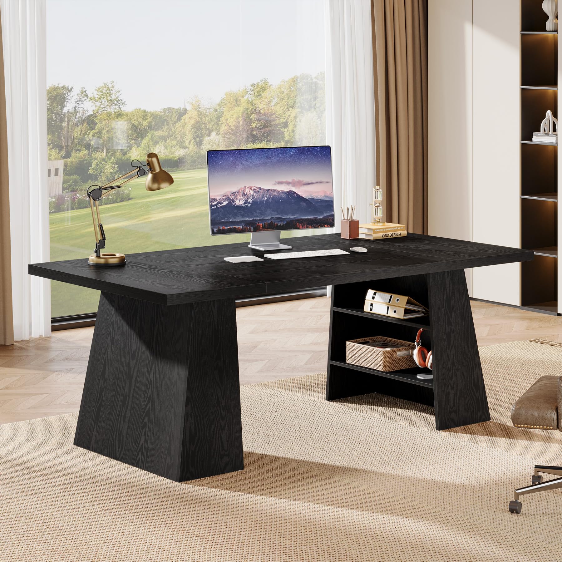 63-Inch Executive Desk with Double Pedestal Storage
