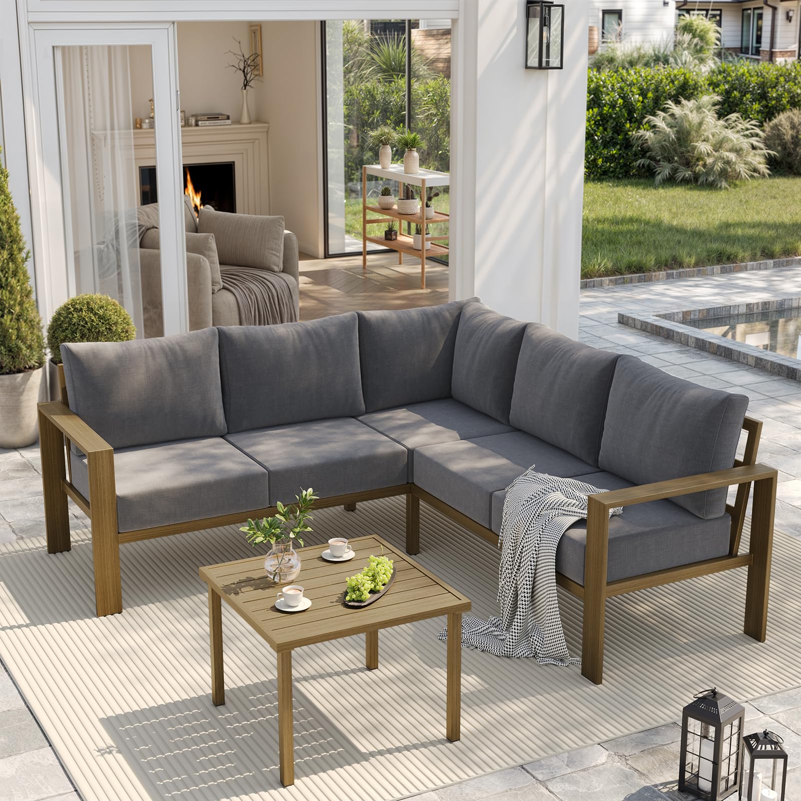 6 Piece Outdoor Sectional Sofa Set with Coffee Table