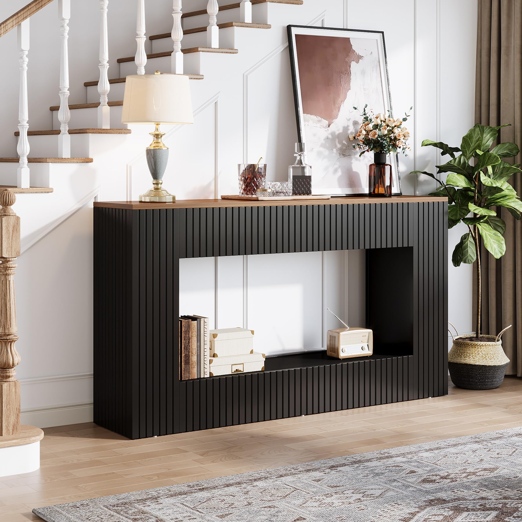 55" Modern Console Table with 2-Tier Storage