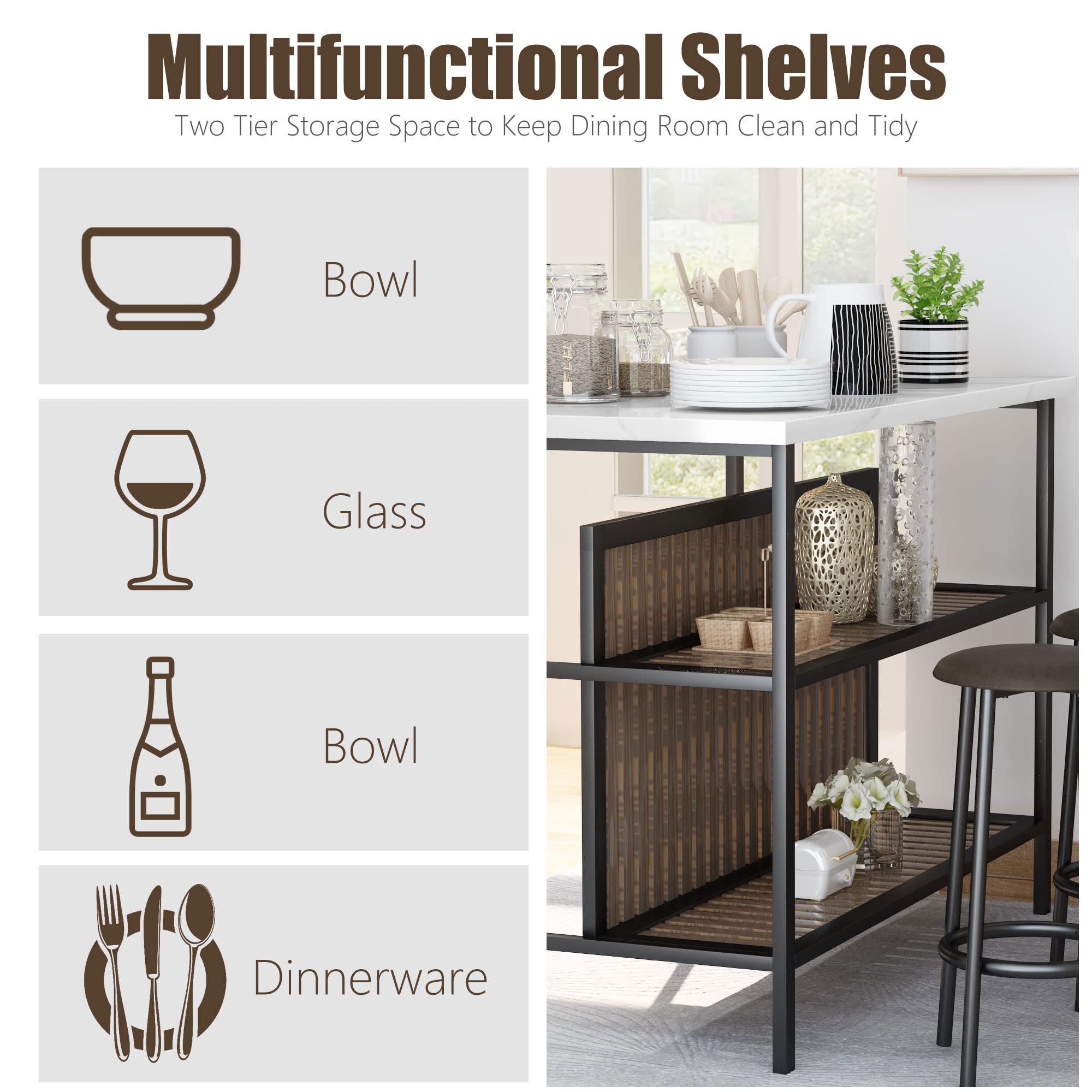3-Piece Counter Height Pub Set with Storage