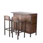 Acacia Wood Bar Set with Rustic Metal Accents