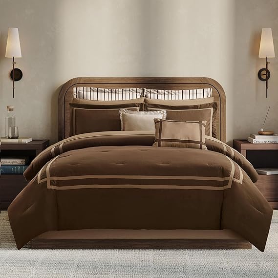 8-Piece King Comforter Set with Fitted Sheet