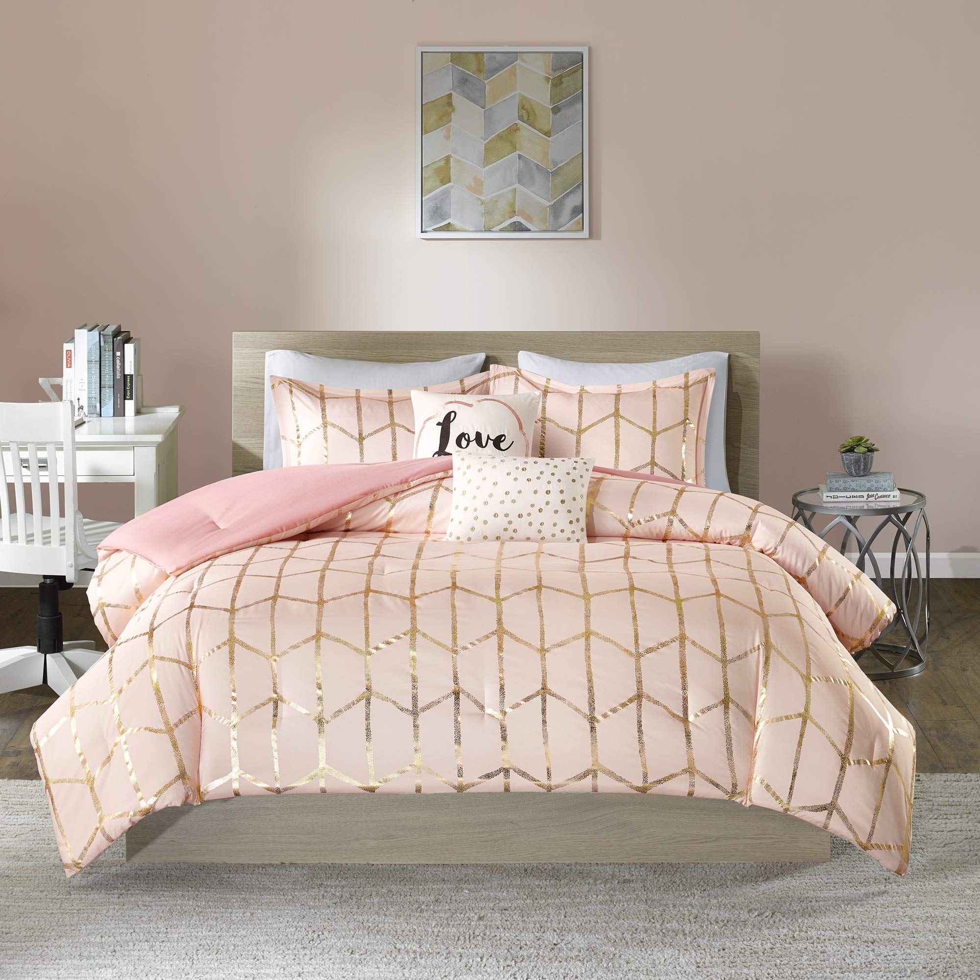 Geometric Metallic Comforter Set Full/Queen