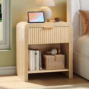 Fluted Nightstand with Charging Station
