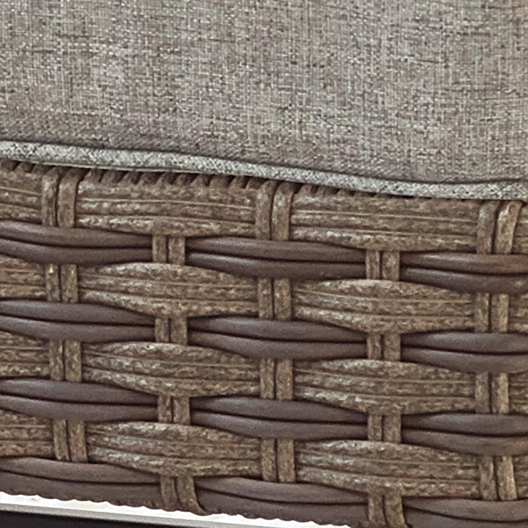 Grey Cushioned Wicker Ottoman
