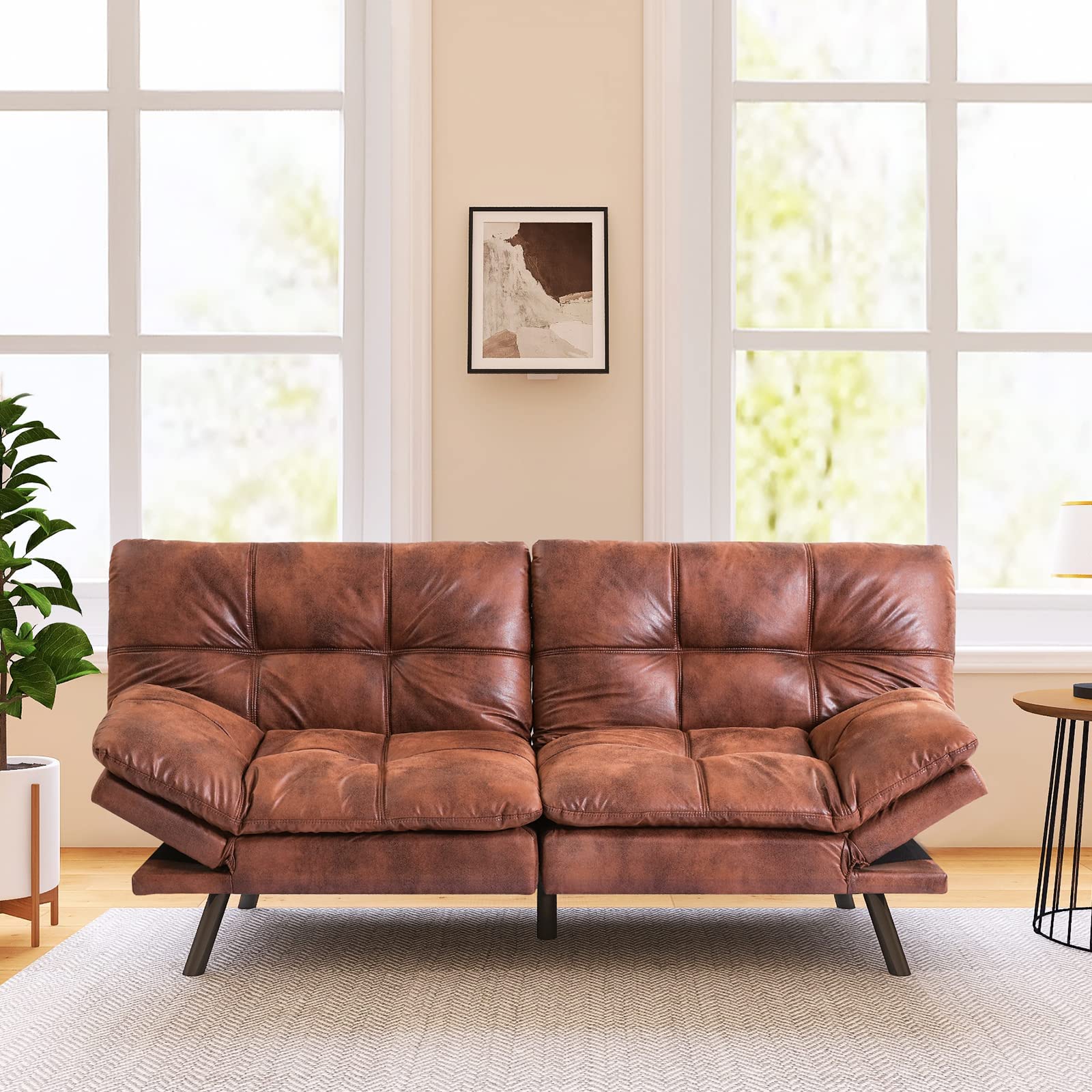 Convertible Futon Sofa Bed with Memory Foam