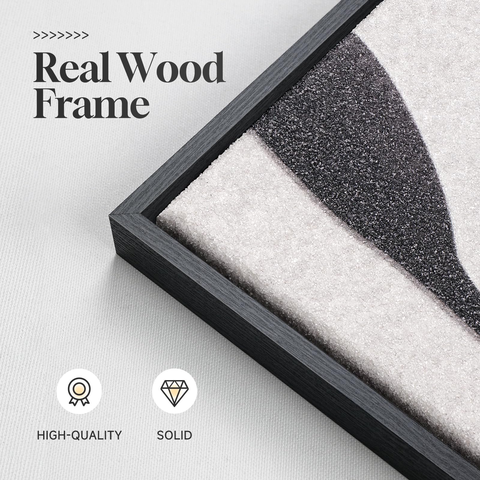 3 Piece Framed Black and White Abstract Canvas Wall Art